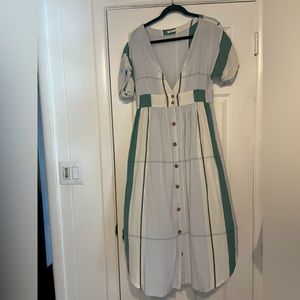 O’Neill Reid Light Blue stripe button up MIDI dress  bought from Lulus